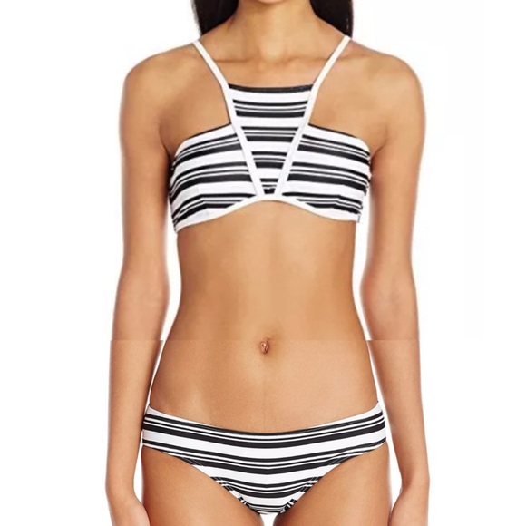 SZ M ONLY🌟Mink Pink Striped High-Neck Bikini! NEW - Picture 2 of 7